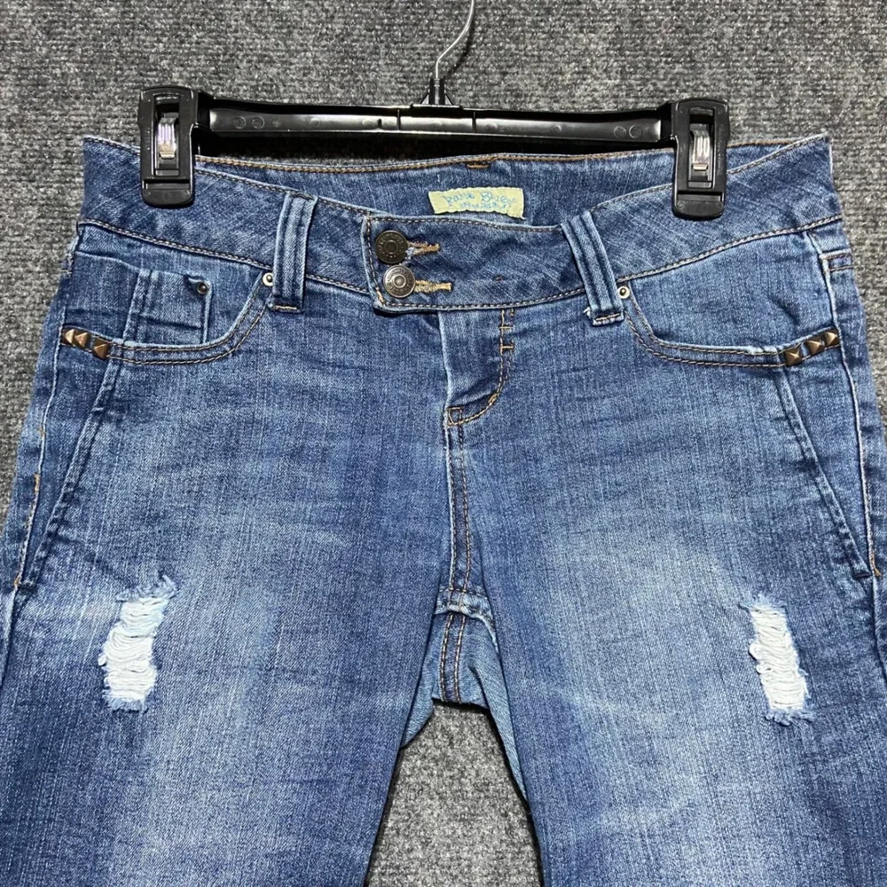 Paris Blues Y2K Low Rise Embroidered Studded Bermuda Denim Shorts Juniors 9